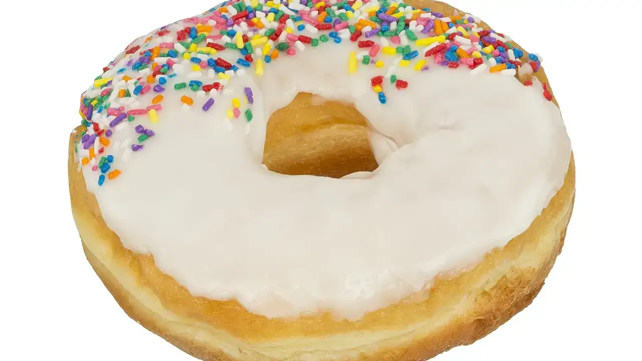Iced doughnut with sprinkles